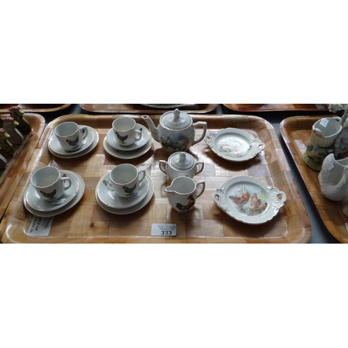 333 - Three trays of bird themed china to include: child's miniature teaset, Royal Doulton cockerel mug, p... 