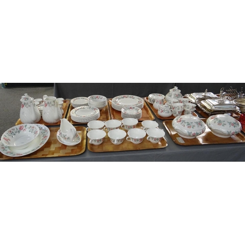 336 - Seven trays of Wedgwood English bone china 'Rosehampton' design items to include: coffee pots (one w... 