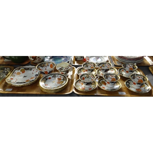 343 - Two trays of Shelley Imari palette teaware to include: teacups and saucers, small plates, sugar bowl... 