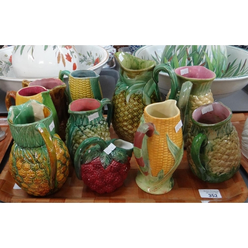 352 - Tray of vegetable and fruit design jugs to include: corn, pineapple, berries etc. 
(B.P. 21% + VAT)