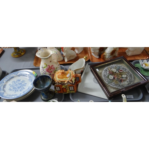 354 - Three trays of mostly china to include: Carlton Ware floral teapot stand, Price Kensington teapots, ... 