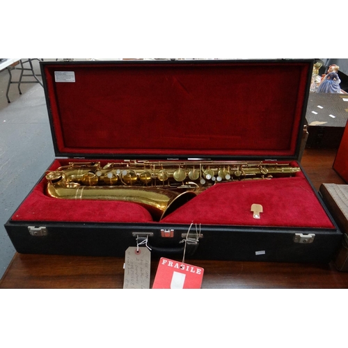 359 - Band Instument Co 'The Elkhart' saxophone marked Elkhart-India USA, in original velvet lined case. W... 