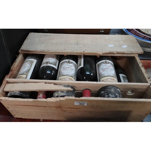 363 - Case containing eleven bottles of vintage French wine 'Chateau Rauzan Gassies, Margaux' 1973. 
(B.P.... 