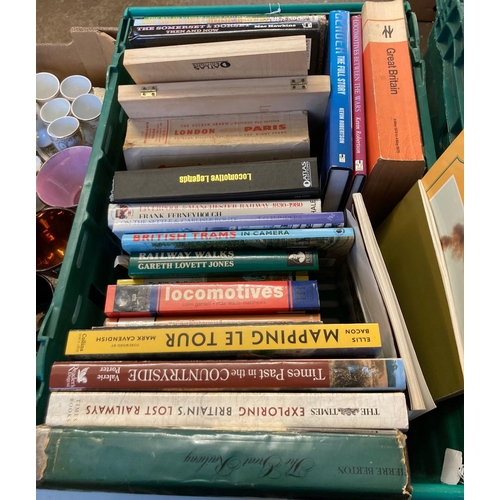 377 - Two boxes of railway interest books to include: a collection of railway themed books published by Br... 