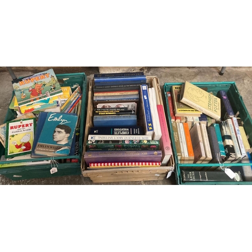 403 - Three boxes of books to include: Rupert bear board books published by Purnell, Rupert Dean storybook... 