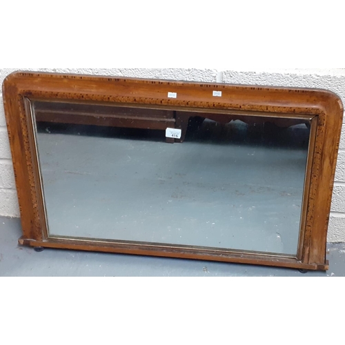 416 - 19th century over mantle mirror with herringbone inlay.  90cm long approx.  (B.P. 21% + VAT)