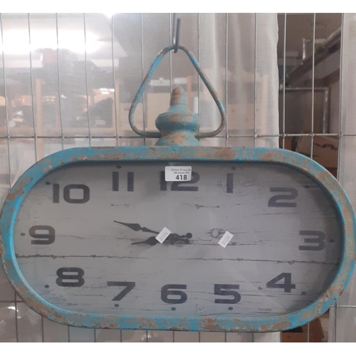 418 - Shabby chic modern quartz movement wall clock.
(B.P. 21% + VAT)