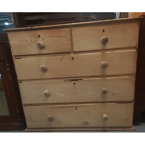 443 - Victorian pine straight front chest of two short and three long drawers. 118 x 52 x 105cm approx.
(B... 