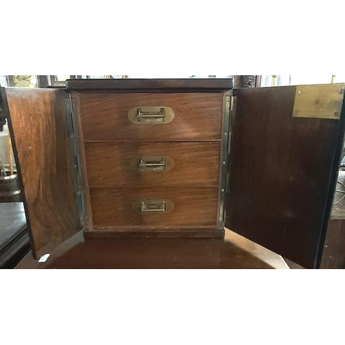 457 - Late 19th century burr walnut humidor, the two doors revealing three drawers with compartments and c... 