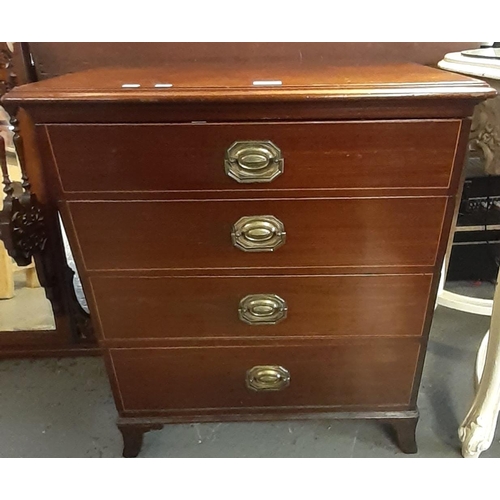 462 - Edwardian mahogany narrow straight front chest of four drawers.  66x50x76cm approx.  (B.P. 21% + VAT... 