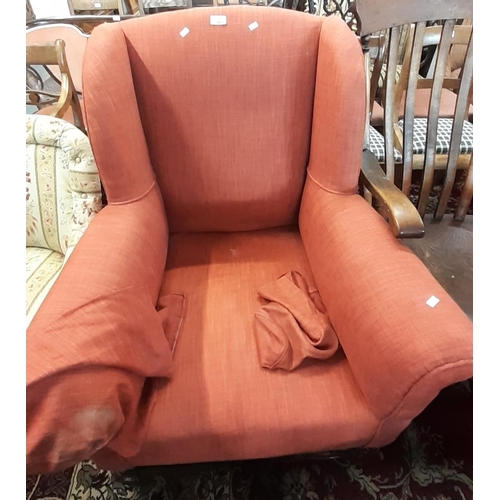 468 - 20th century upholstered wing back chair in 17th century style.  (B.P. 21% + VAT)