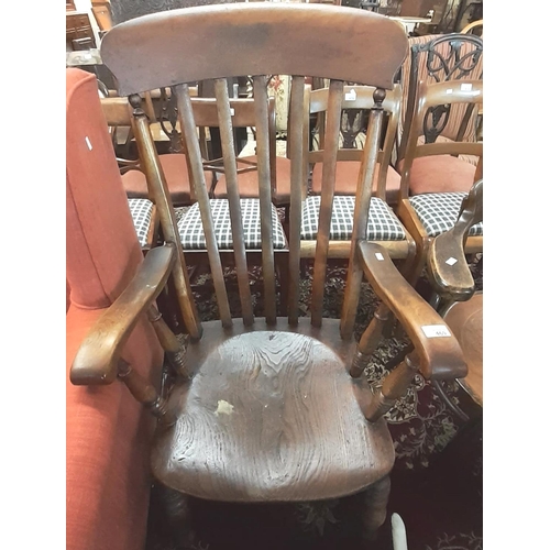 469 - Late Victorian elm and ash slat back Windsor farmhouse armchair.   (B.P. 21% + VAT)