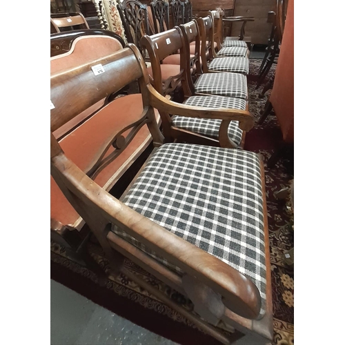 472 - 19th century harlequin set of fruitwood dining chairs, to include one carver.  (6)  (B.P. 21% + VAT)