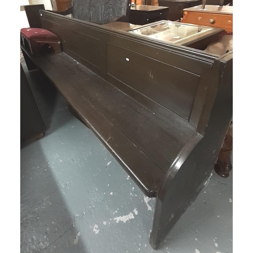 480 - Early 20th century pitch pine chapel/church pew of long proportions with prayer stool.  (2)  Provena... 