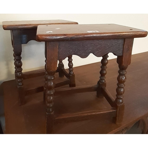 508 - Pair of oak 17th century style joint stools with bobbin turned legs.  (2)   (B.P. 21% + VAT)