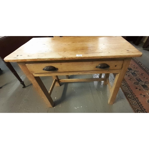 513 - Late Victorian pine single drawer side table.  93x44x73cm approx.   (B.P. 21% + VAT)