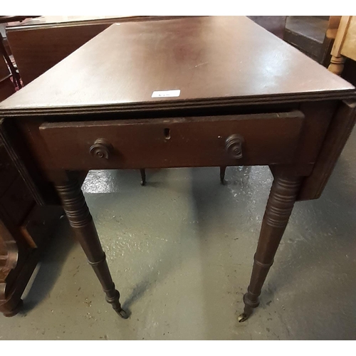 515 - 19th century mahogany drop leaf table on square tapering legs together with a Victorian Pembroke tab... 