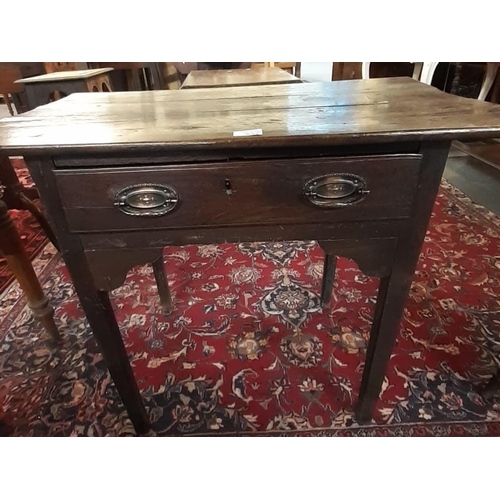 524 - Early 19th century oak single drawer lowboy on square tapering legs.   (B.P. 21% + VAT)