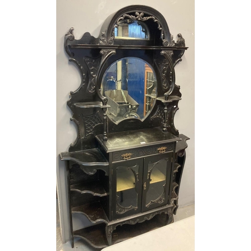 539 - Late Victorian ebonised mirror back chiffonier side cabinet.  115cm wide approx.  (B.P. 21% + VAT)