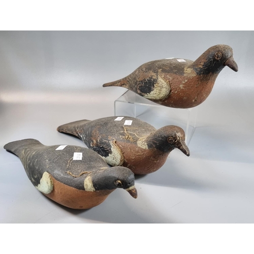 77 - Three similar wooden  hand painted decoy pigeons. (3)
(B.P. 21% + VAT)