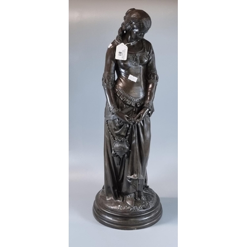 81 - Brights of Nettlebed, a bronzed figurine of a pensive lady. 57cm high approx.
(B.P. 21% + VAT)