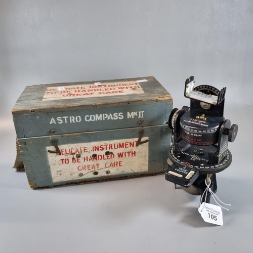 105 - Probably WWII period RAF Astro compass Mark II, 6A-1174.  In original fitted box.   (B.P. 21% + VAT)