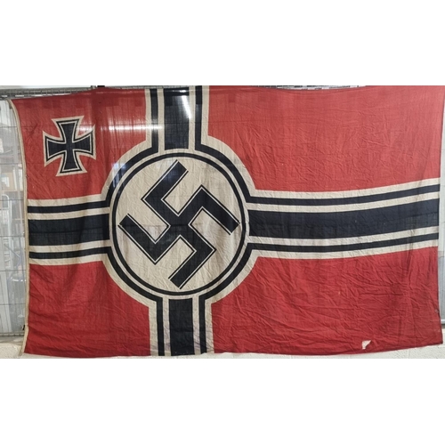 113 - Large WWII design Nazi German Kriegsmarine Swastika Naval ensign/ flag.  313x200cm approx. (B.P. 21%... 