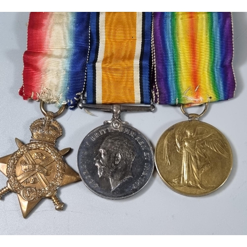 116 - WWI medal trio to include: 1914 Mons Star, 1914-18 War Medal and 1914-1919 Victory Medal awarded to ... 