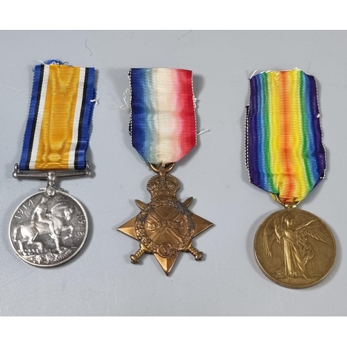 117 - WWI medal trio, to include: 1914-1915 Star, 1914-18 War Medal and 1914-19 Victory medal, awarded to ... 