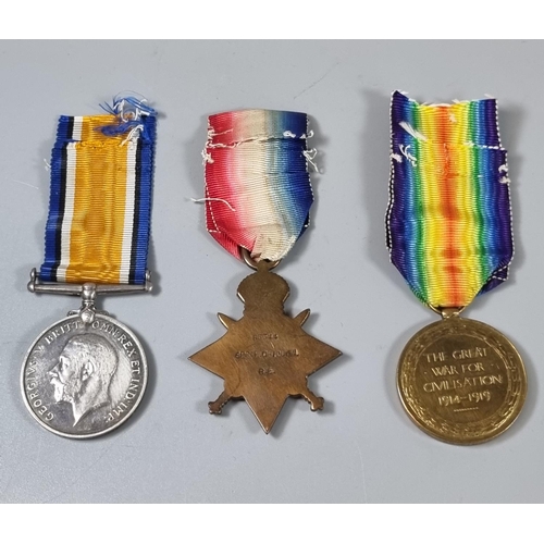 117 - WWI medal trio, to include: 1914-1915 Star, 1914-18 War Medal and 1914-19 Victory medal, awarded to ... 