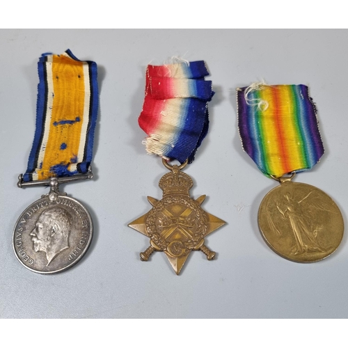 118 - WWI medal trio to include: 1914-15 Star, 1914-18 War Medal and 1914-1919 Victory Medal, awarded to J... 