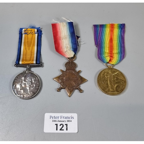 121 - WWI medal trio to include: 1914-15 Star, 1914-18 War Medal and 1914-19 Victory Medal awarded to 3527... 