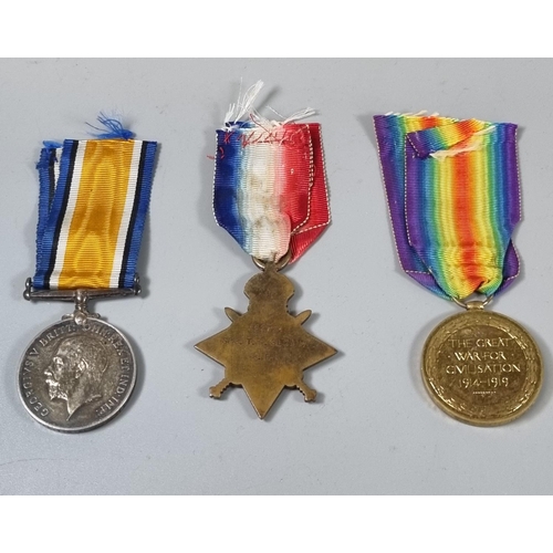 121 - WWI medal trio to include: 1914-15 Star, 1914-18 War Medal and 1914-19 Victory Medal awarded to 3527... 