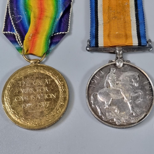 123 - WWI medal duo to include: 1914-18 War Medal and 1914-19 Victory Medal awarded to 4917 Private J G Ba... 