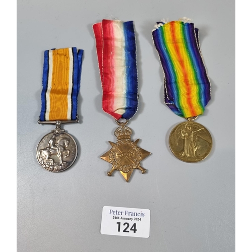 124 - WWI medal trio to include: 1914-15 Star, 1914-18 War Medal and 1914-19 Victory Medal awarded to L 33... 