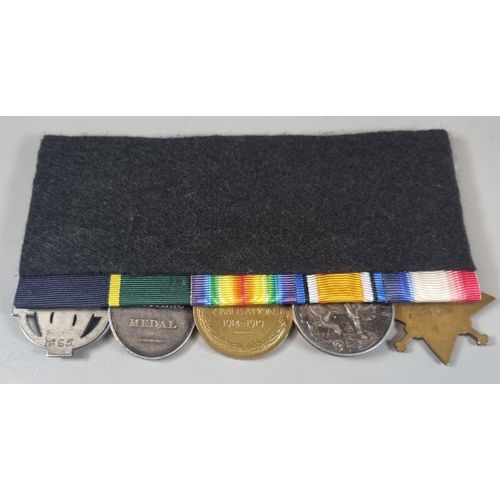 130 - WWI Medal group comprising: 1914-15 Star, 1914-18 War Medal 1914-19 Victory Medal, Territorial Effic... 