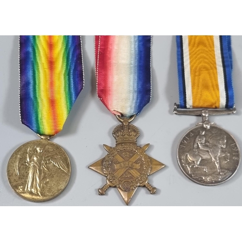 130A - WWI Medal Trio to include: 1914 'Mons Star', 1914-18 War Medal, 1914-19 Victory Medal together with ... 