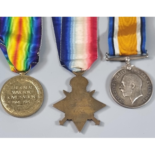 130A - WWI Medal Trio to include: 1914 'Mons Star', 1914-18 War Medal, 1914-19 Victory Medal together with ... 