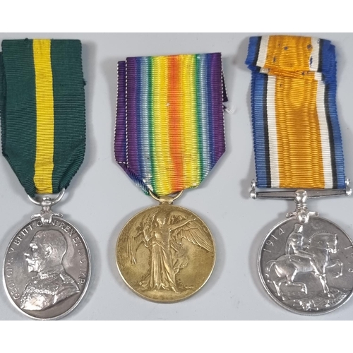 133 - WWI Medal Pair to include: 1914-18 War Medal and 1914-19 Victory Medal together with George V Territ... 