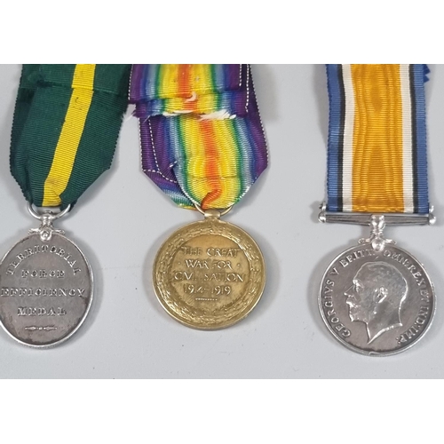 133 - WWI Medal Pair to include: 1914-18 War Medal and 1914-19 Victory Medal together with George V Territ... 