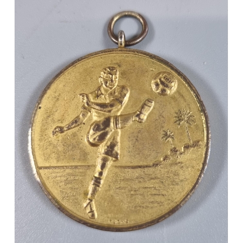 138 - WWII period Army versus RAF football gilt match winner's medallion, Cairo, dated 1943, together with... 