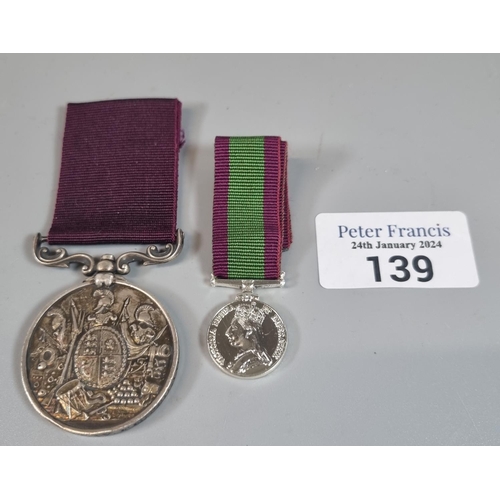 139 - Victorian Long Service and Good Conduct Medal together with dress miniature awarded to Armourer Serg... 