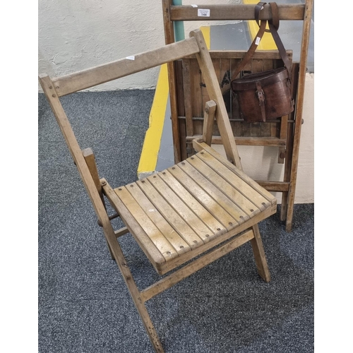 144 - Pair of mid century folding chairs, possibly Air Ministry/RAF, together with an Air Ministry leather... 