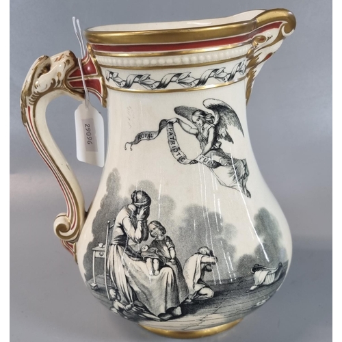 151 - Samuel Alcock and Co of Burslem 'The Royal Patriotic Jug' date January 1855 with transfer printed de... 