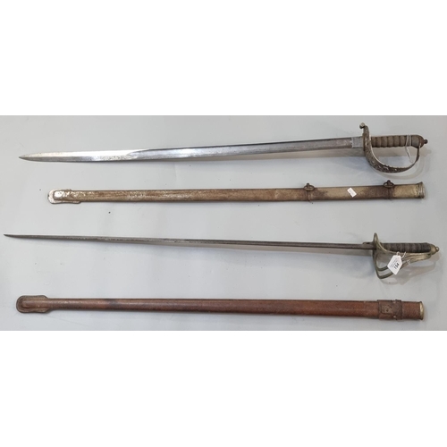 154 - George V British Army Officer's sword, having wire bound shark skin grip and three bar hilt, single ... 