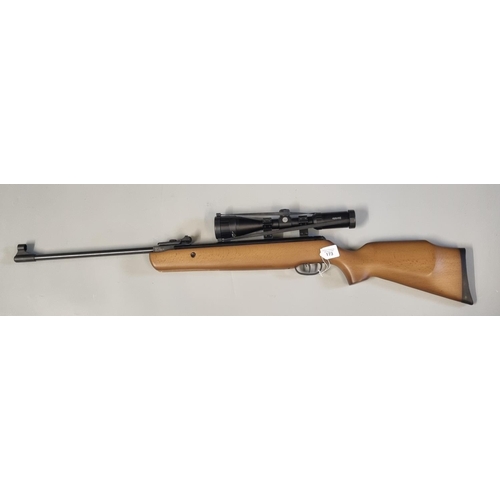 173 - SMK modern .22 model 19 break action air rifle with Hawke telescopic sight and canvas slip case.  OV... 