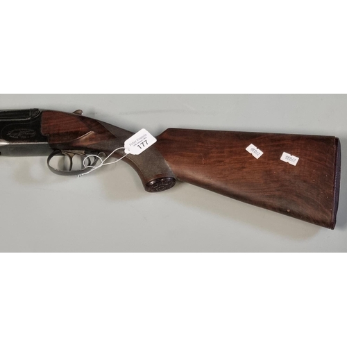 177 - Luigi Franchi 12 bore double barrelled over and under ejector shotgun with chequered semi pistol gri... 