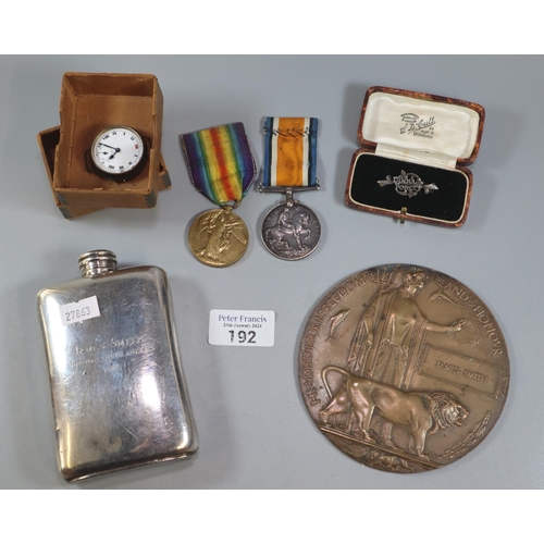 192 - Group of military items relating to 2nd Lieutenant James Smith Gordon Highlanders who died in 1917, ... 