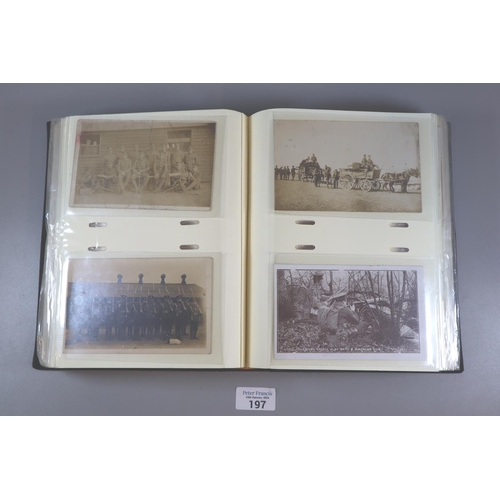 197 - Interesting and extensive collection of WWI and other military themed postcards and photographs, emb... 