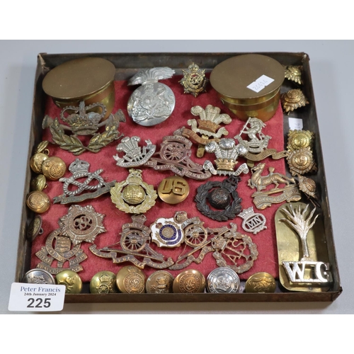 225 - Collection of military cap badges, various to include: Welsh, South Staffs, Royal Artillery, West Ri... 